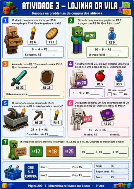 Exercício de matemática do 3.º ano