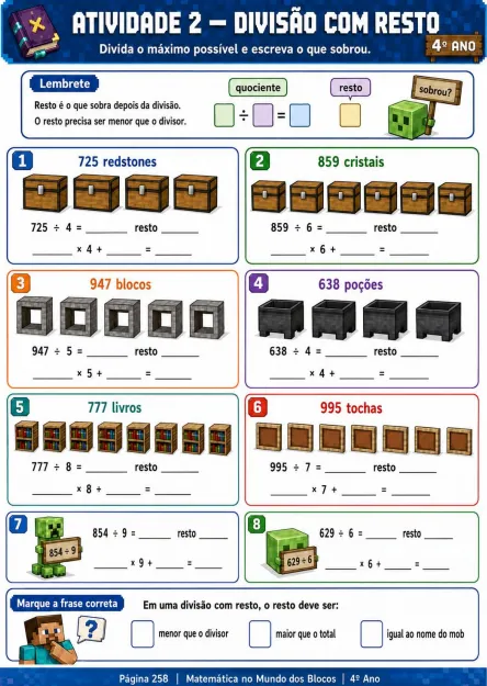 Exercício de matemática do 4.º ano